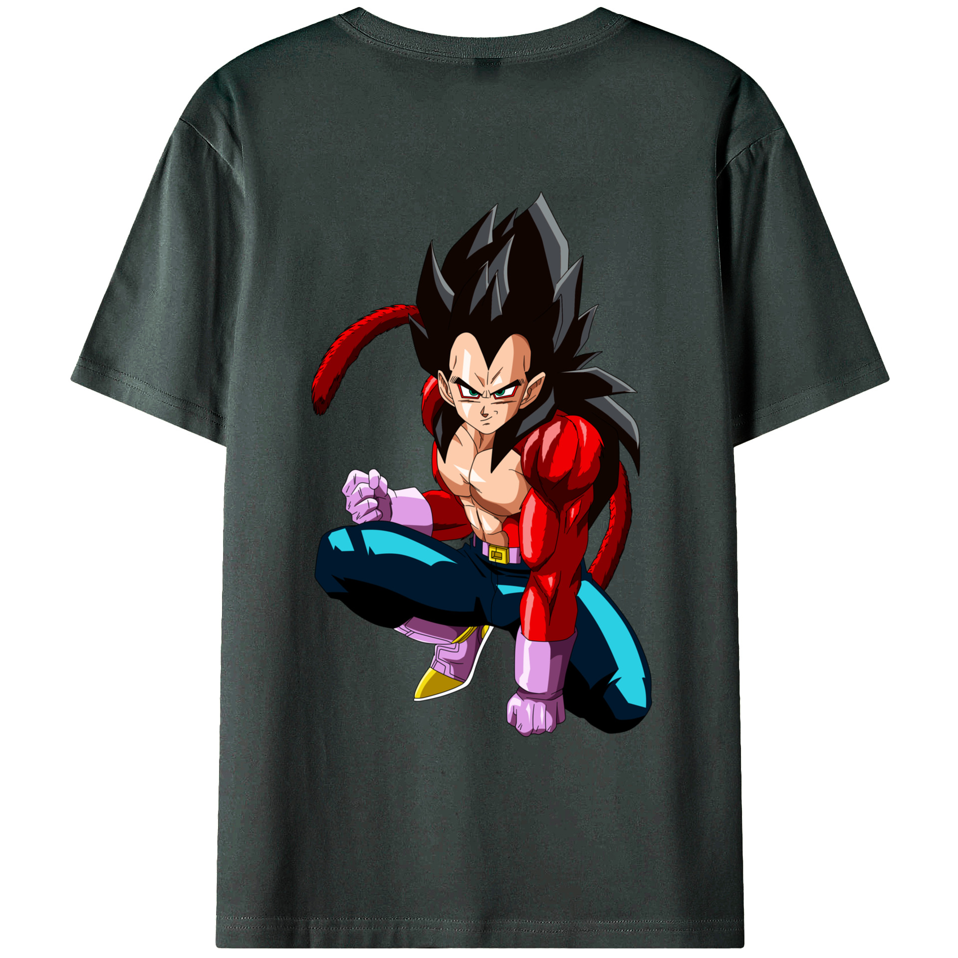 （画像用） ドラゴンボール ベジータ四世（Bejīta Yonsei）DRAGON BALL Vegeta IV 綿100％ メンズ半袖Tシャツ（バックプリント） 通気性